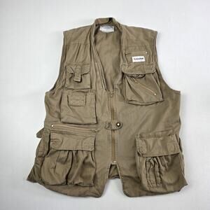 Fujifilm‎ Vest Mens Large Khaki Utility Photographer Multi Pocket Cotton Safari